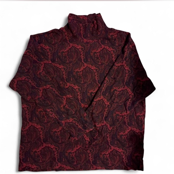 GAP vintage Red, Burgundy and Black Paisley Turtleneck - Picture 1 of 7